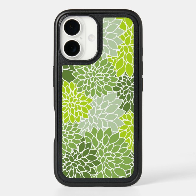 Dahlia Flowers, Pattern Of Flowers, Green Dahlia Otterbox iPhone Case (Back)