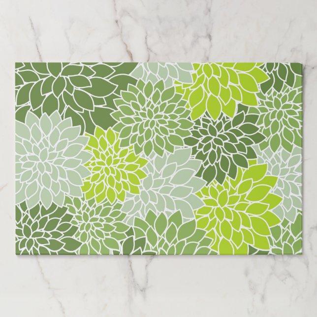 Dahlia Flowers, Pattern Of Flowers, Green Dahlia Paper Pad (Front)