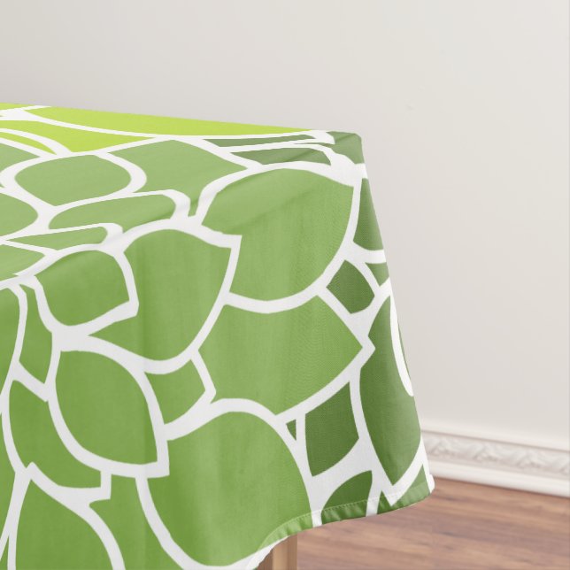 Dahlia Flowers, Pattern Of Flowers, Green Dahlia Tablecloth (In Situ)