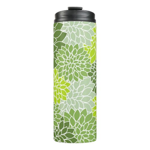 Dahlia Flowers Pattern Of Flowers Green Dahlia Thermal Tumbler