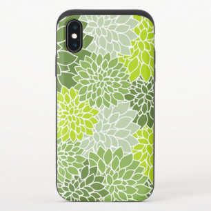 Dahlia Flowers, Pattern Of Flowers, Green Dahlia iPhone X Slider Case
