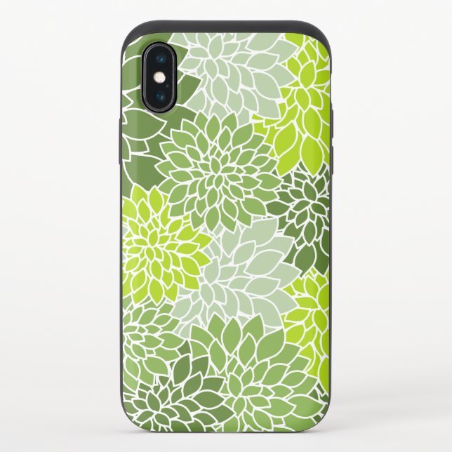 Dahlia Flowers, Pattern Of Flowers, Green Dahlia Uncommon iPhone Case (Back)