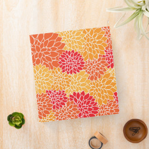 Dahlia Flowers, Pattern Of Flowers, Orange Dahlia 3 Ring Binder