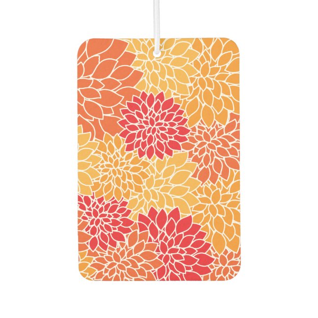 Dahlia Flowers, Pattern Of Flowers, Orange Dahlia Air Freshener (Front)