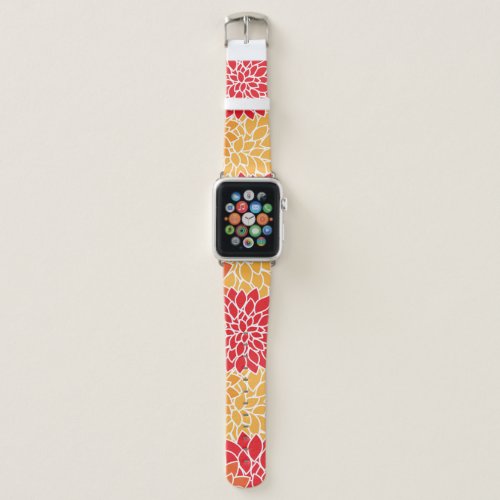 Dahlia Flowers Pattern Of Flowers Orange Dahlia Apple Watch Band