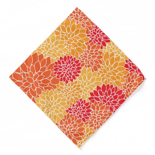 Dahlia Flowers Pattern Of Flowers Orange Dahlia Bandana