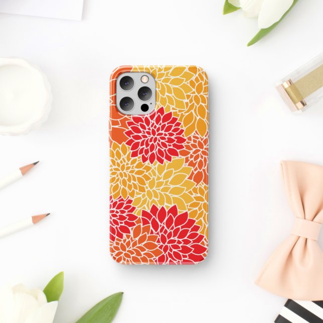 Dahlia Flowers, Pattern Of Flowers, Orange Dahlia Case-Mate iPhone Case (Creator Uploaded)
