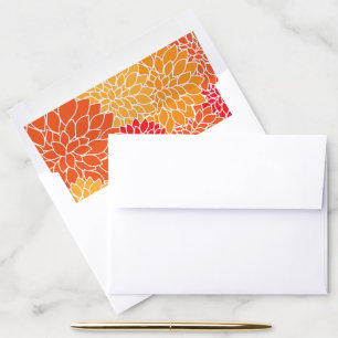 Dahlia Flowers, Pattern Of Flowers, Orange Dahlia Envelope Liner