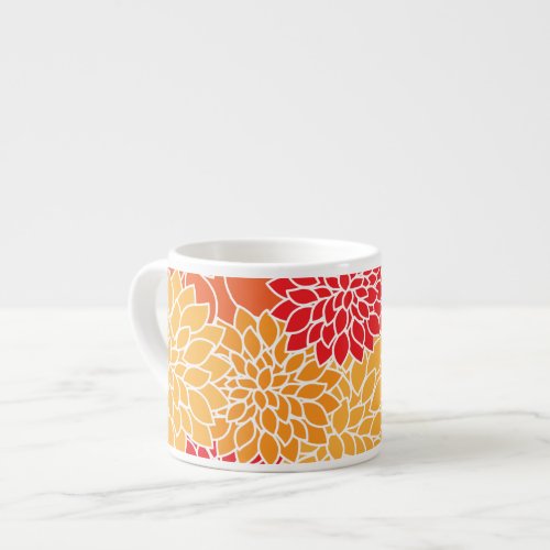 Dahlia Flowers Pattern Of Flowers Orange Dahlia Espresso Cup