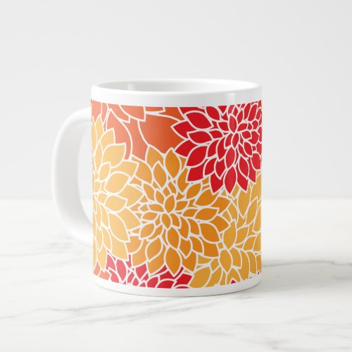 Dahlia Flowers Pattern Of Flowers Orange Dahlia Giant Coffee Mug