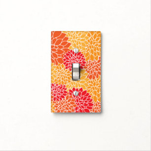 Dahlia Flowers, Pattern Of Flowers, Orange Dahlia Light Switch Cover