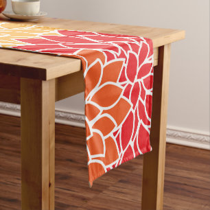 Dahlia Flowers, Pattern Of Flowers, Orange Dahlia Medium Table Runner