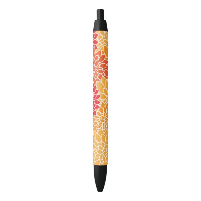 Dahlia Flowers, Pattern Of Flowers, Orange Dahlia Pen (Front Vertical)