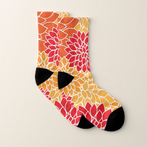 Dahlia Flowers Pattern Of Flowers Orange Dahlia Socks