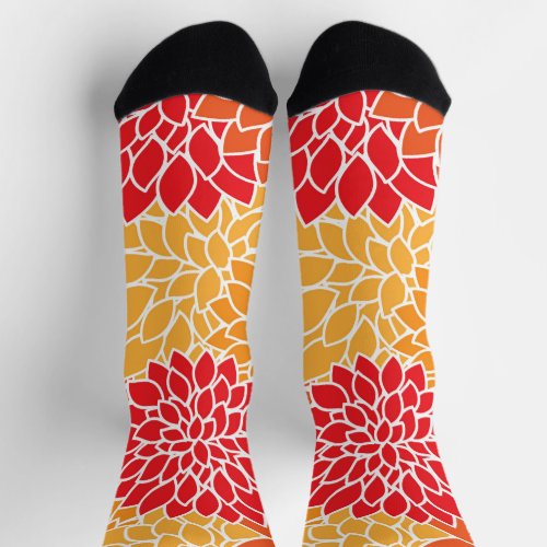 Dahlia Flowers Pattern Of Flowers Orange Dahlia Socks