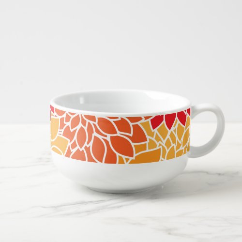 Dahlia Flowers Pattern Of Flowers Orange Dahlia Soup Mug