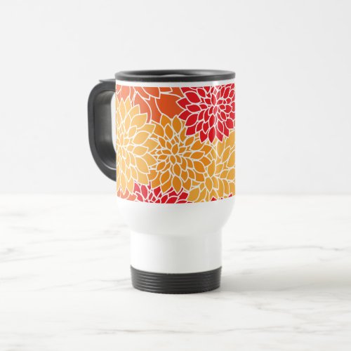 Dahlia Flowers Pattern Of Flowers Orange Dahlia Travel Mug