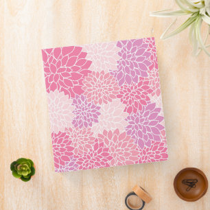 Dahlia Flowers, Pattern Of Flowers, Pink Dahlia 3 Ring Binder