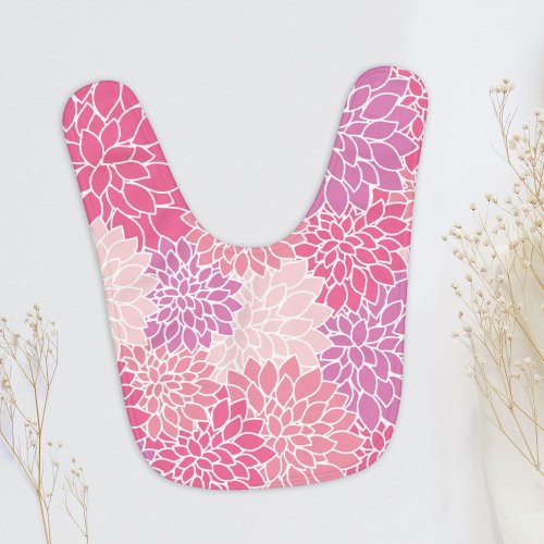 Dahlia Flowers Pattern Of Flowers Pink Dahlia Baby Bib