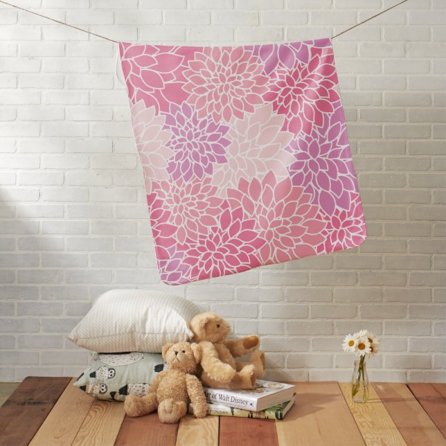 Dahlia Flowers, Pattern Of Flowers, Pink Dahlia Baby Blanket (In Situ)