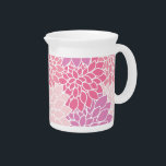 Dahlia Flowers, Pattern Of Flowers, Pink Dahlia Beverage Pitcher<br><div class="desc">Elegant,  stylish and sophisticated pattern with pink Dahlia flowers. Modern and trendy gift,  perfect for the floral design lover in your life.</div>