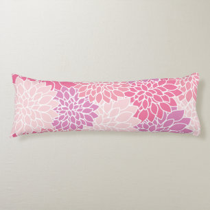 Dahlia Flowers, Pattern Of Flowers, Pink Dahlia Body Pillow