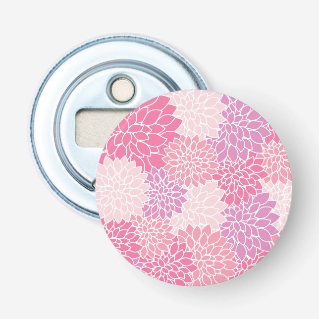 Dahlia Flowers, Pattern Of Flowers, Pink Dahlia Bottle Opener (Front)