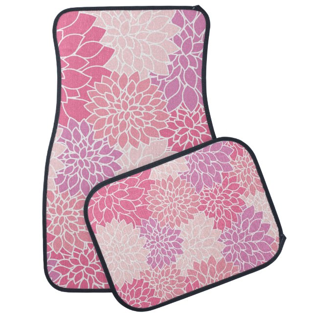 Dahlia Flowers, Pattern Of Flowers, Pink Dahlia Car Floor Mat (Set)