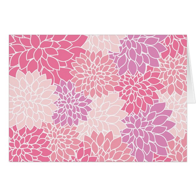 Dahlia Flowers, Pattern Of Flowers, Pink Dahlia Cards (Front Horizontal)