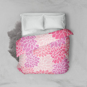Dahlia Flowers, Pattern Of Flowers, Pink Dahlia Duvet Cover