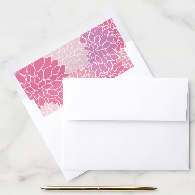 Dahlia Flowers, Pattern Of Flowers, Pink Dahlia Envelope Liner (Desk)