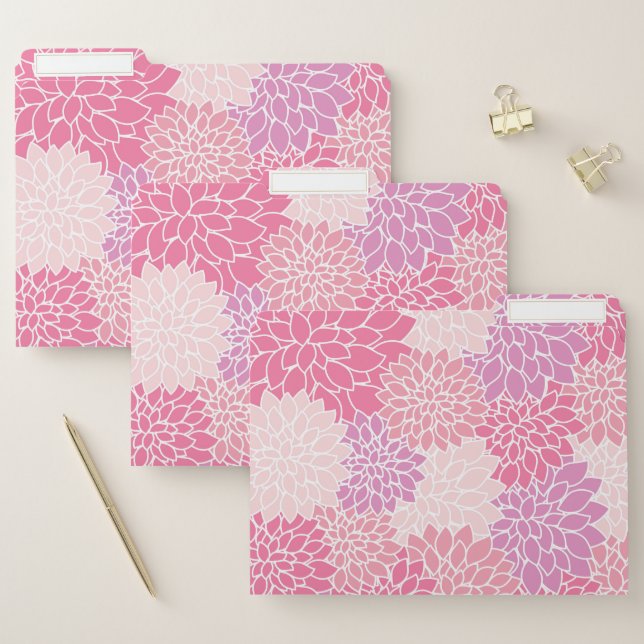 Dahlia Flowers, Pattern Of Flowers, Pink Dahlia File Folder (Set)