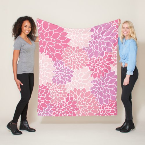 Dahlia Flowers Pattern Of Flowers Pink Dahlia Fleece Blanket