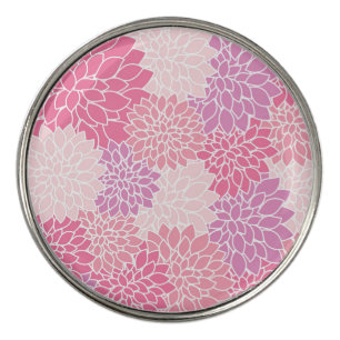 Dahlia Flowers, Pattern Of Flowers, Pink Dahlia Golf Ball Marker