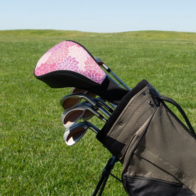 Dahlia Flowers, Pattern Of Flowers, Pink Dahlia Golf Head Cover (In Situ)