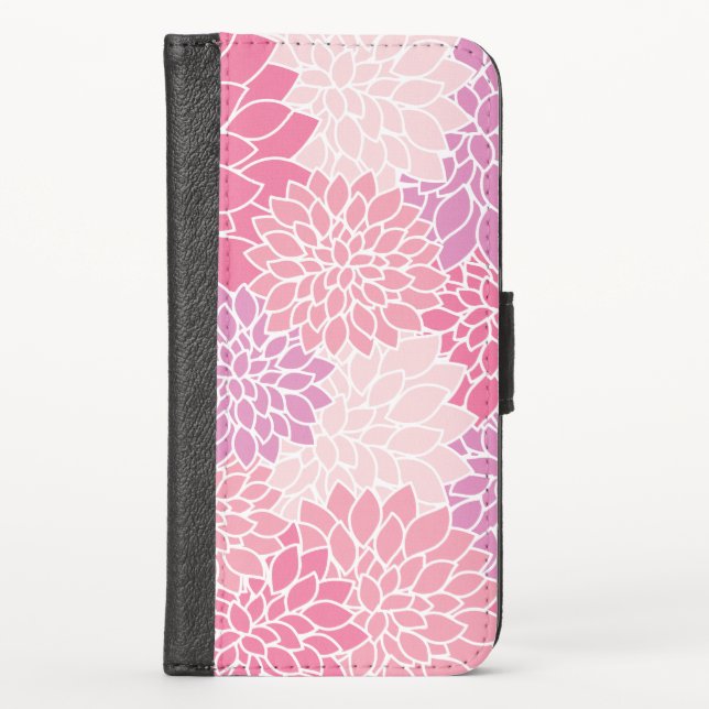 Dahlia Flowers, Pattern Of Flowers, Pink Dahlia iPhone Wallet Case (Front)