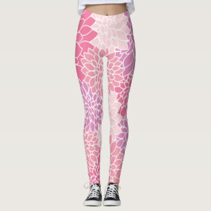 Dahlia Flowers, Pattern Of Flowers, Pink Dahlia Leggings