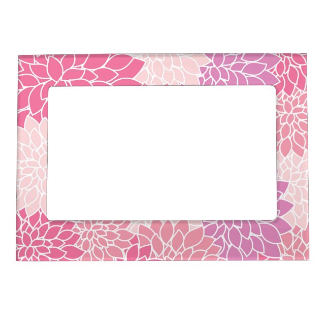 Dahlia Flowers, Pattern Of Flowers, Pink Dahlia Magnetic Frame (Front)