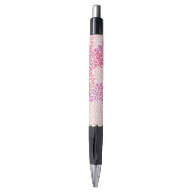 Dahlia Flowers, Pattern Of Flowers, Pink Dahlia Pen (Front Vertical)