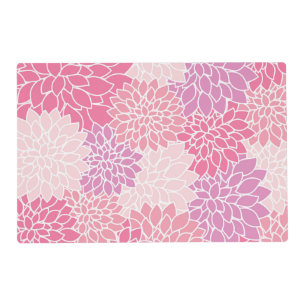 Dahlia Flowers, Pattern Of Flowers, Pink Dahlia Placemat
