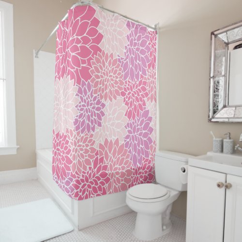 Dahlia Flowers Pattern Of Flowers Pink Dahlia Shower Curtain