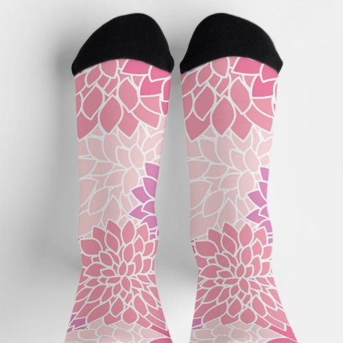 Dahlia Flowers Pattern Of Flowers Pink Dahlia Socks