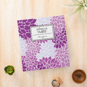 Dahlia Flowers, Pattern Of Flowers, Purple Dahlia 3 Ring Binder