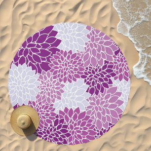 Dahlia Flowers, Pattern Of Flowers, Purple Dahlia Beach Towel