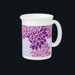 Dahlia Flowers, Pattern Of Flowers, Purple Dahlia Beverage Pitcher<br><div class="desc">Elegant,  stylish and sophisticated pattern with purple Dahlia flowers. Modern and trendy gift,  perfect for the floral design lover in your life.</div>