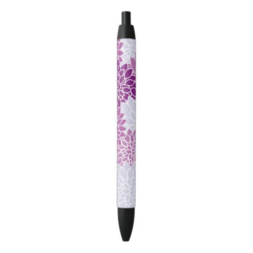 Dahlia Flowers Pattern Of Flowers Purple Dahlia Black Ink Pen