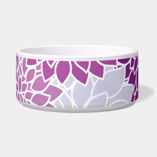Dahlia Flowers, Pattern Of Flowers, Purple Dahlia Bowl (Front)