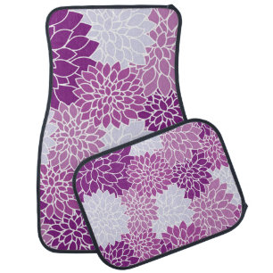 Dahlia Flowers, Pattern Of Flowers, Purple Dahlia Car Floor Mat