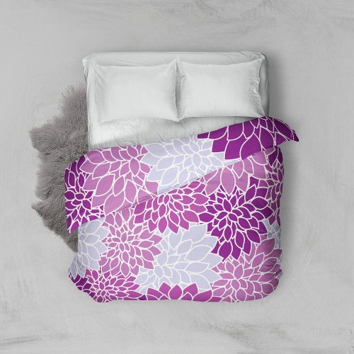 Dahlia Flowers Pattern Of Flowers Purple Dahlia Duvet Cover