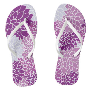 Dahlia Flowers, Pattern Of Flowers, Purple Dahlia Flip Flops